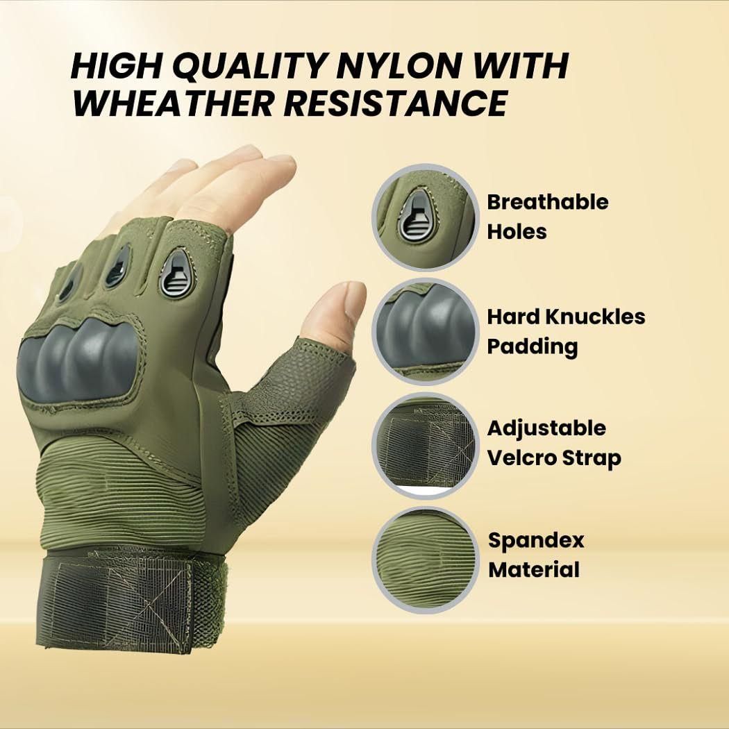 Half Finger Rubber Knuckle Motorcycle Gloves