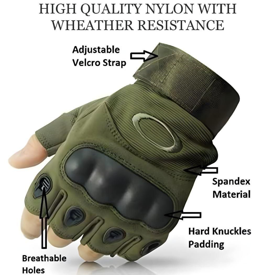 Half Finger Rubber Knuckle Motorcycle Gloves