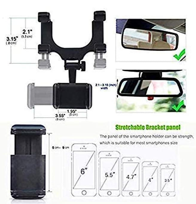 Rearview Mirror Phone Holder for Car