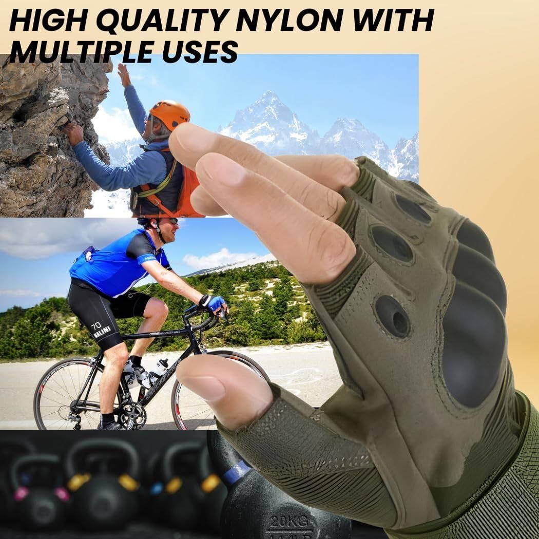 Half Finger Rubber Knuckle Motorcycle Gloves