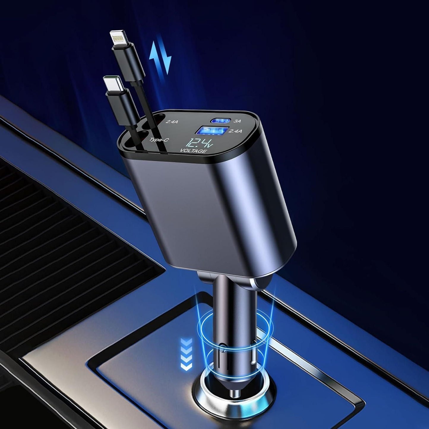Premium Retractable 4 in 1 Car Charger