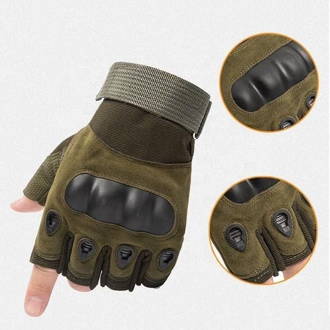 Half Finger Rubber Knuckle Motorcycle Gloves