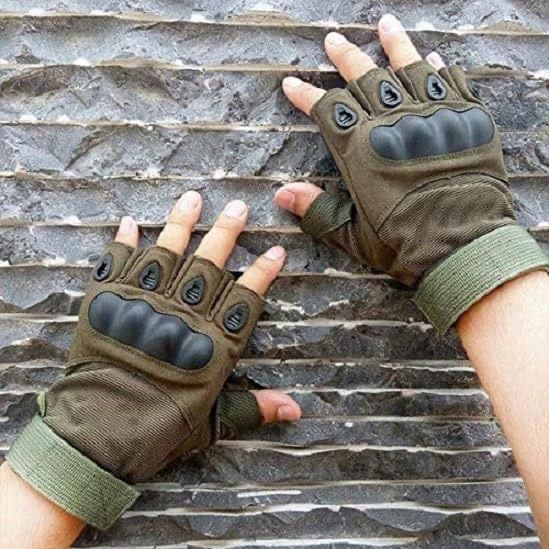 Half Finger Rubber Knuckle Motorcycle Gloves