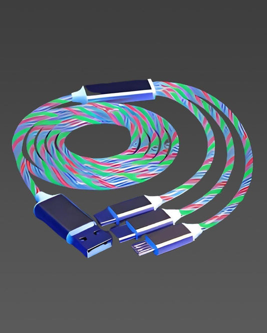 Fast 3 in 1 Charging Cable With LED Light Magnetic Charging Connector