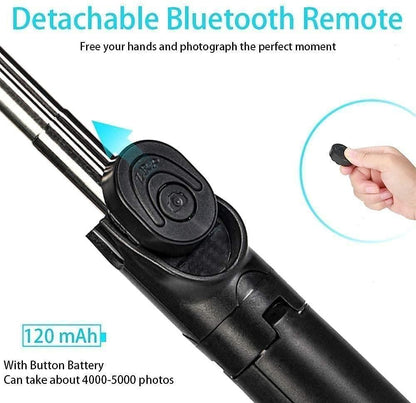 Extendable 3-in-1 Selfie Stick Tripod with Bluetooth Remote