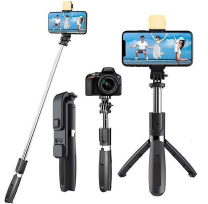 Extendable 3-in-1 Selfie Stick Tripod with Bluetooth Remote