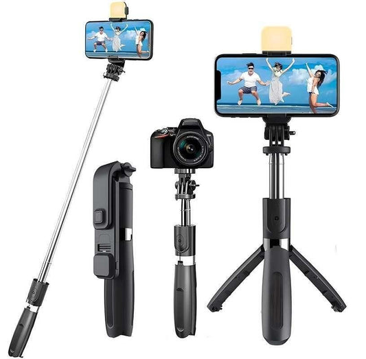 Extendable 3-in-1 Selfie Stick Tripod with Bluetooth Remote